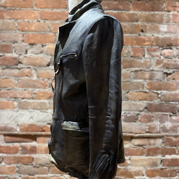 Empresa Distressed Moto Leather Jacket - Picture 4 of 14